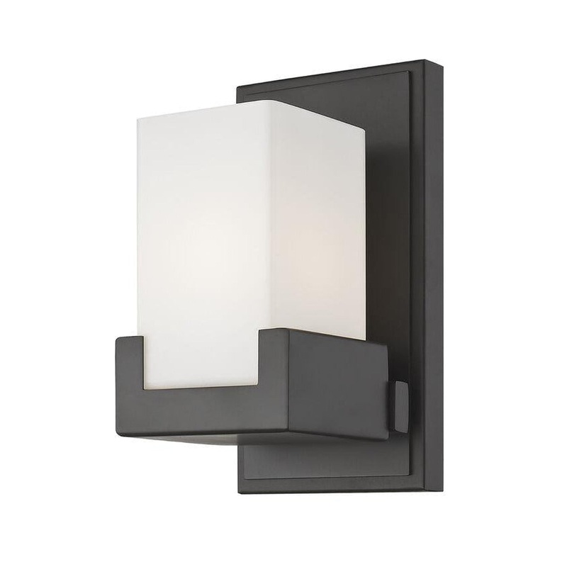 Z-Lite Peak 5" 1-Light LED Bronze Vanity Light With Clear and Matte Opal Shade