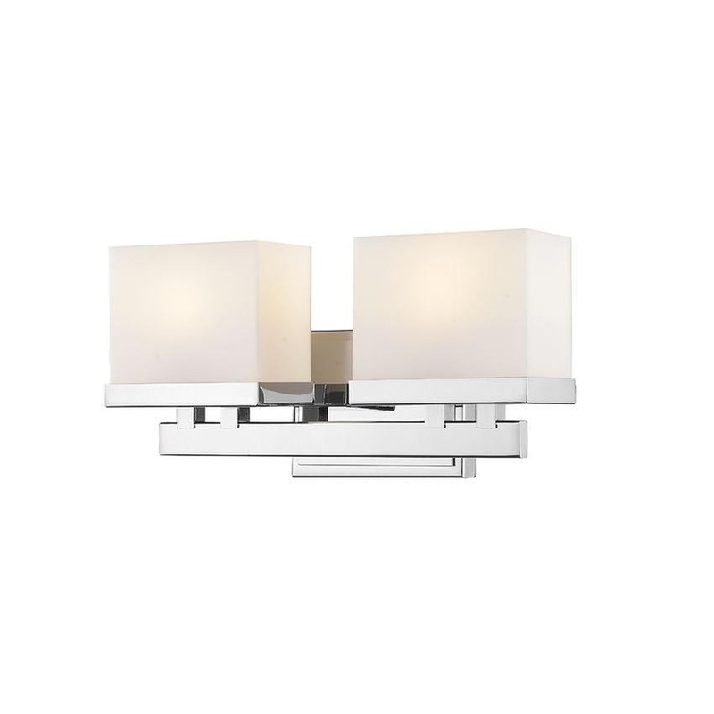 Z-Lite Rivulet 14" 2-Light LED Matte Opal Glass Shade Vanity Light With Chrome Frame Finish