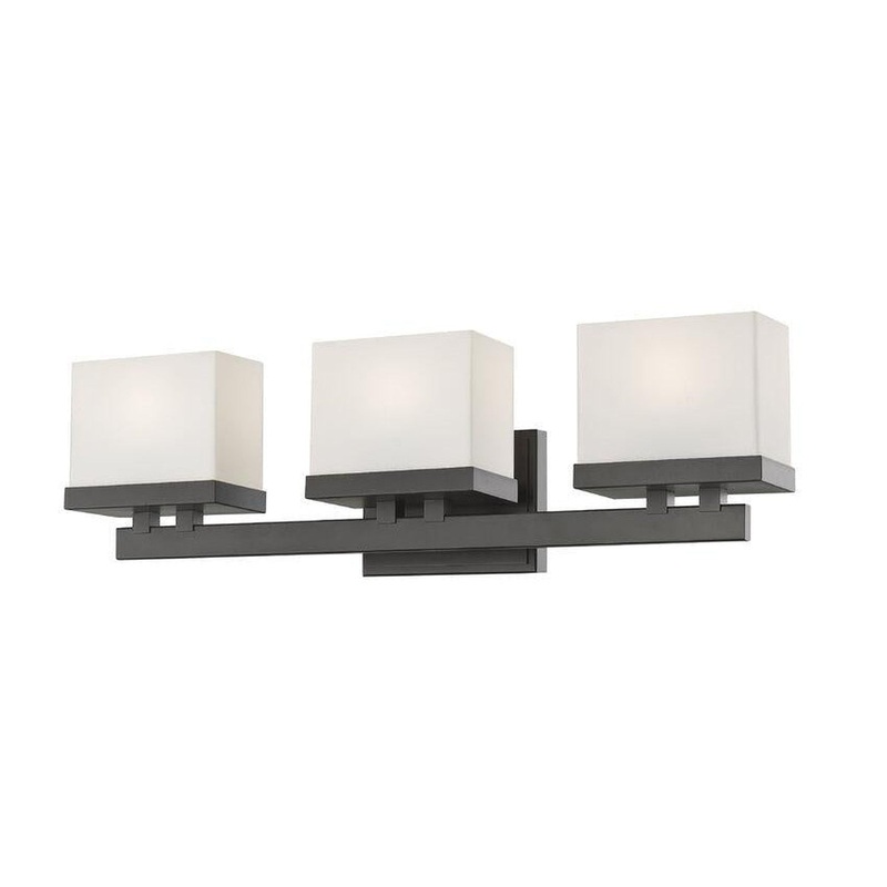 Z-Lite Rivulet 23" 3-Light LED Bronze Vanity Light With Matte Opal Glass Shade