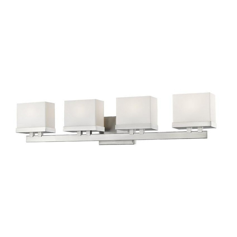 Z-Lite Rivulet 31" 4-Light LED Matte Opal Glass Shade Vanity Light With Brushed Nickel Frame Finish