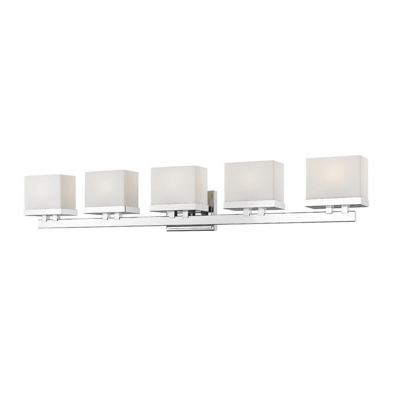 Z-Lite Rivulet 40" 5-Light LED Chrome Vanity Light With Matte Opal Glass Shade