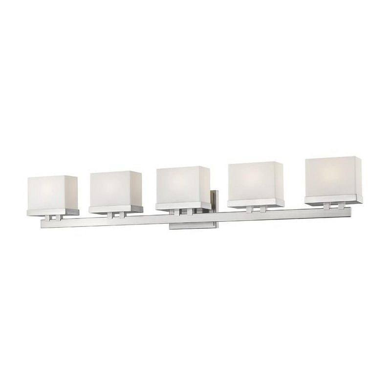 Z-Lite Rivulet 40" 5-Light LED Matte Opal Glass Shade Vanity Light With Brushed Nickel Frame Finish