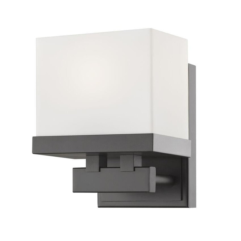 Z-Lite Rivulet 6" 1-Light LED Bronze Vanity Light With Matte Opal Glass Shade