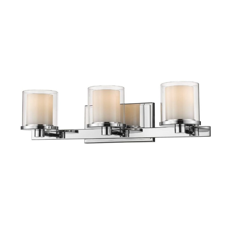 Z-Lite Schema 23" 3-Light LED Chrome Vanity Light With Clear and Matte Opal Glass Shade