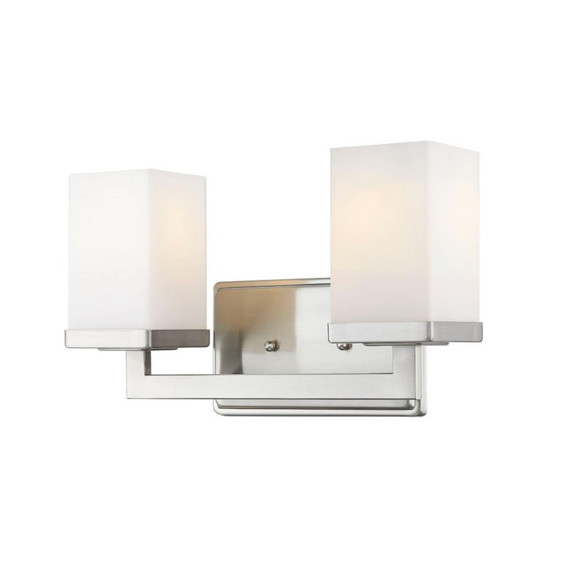 Z-Lite Tidal 13" 2-Light Brushed Nickel Vanity Light With Matte Opal Glass Shade