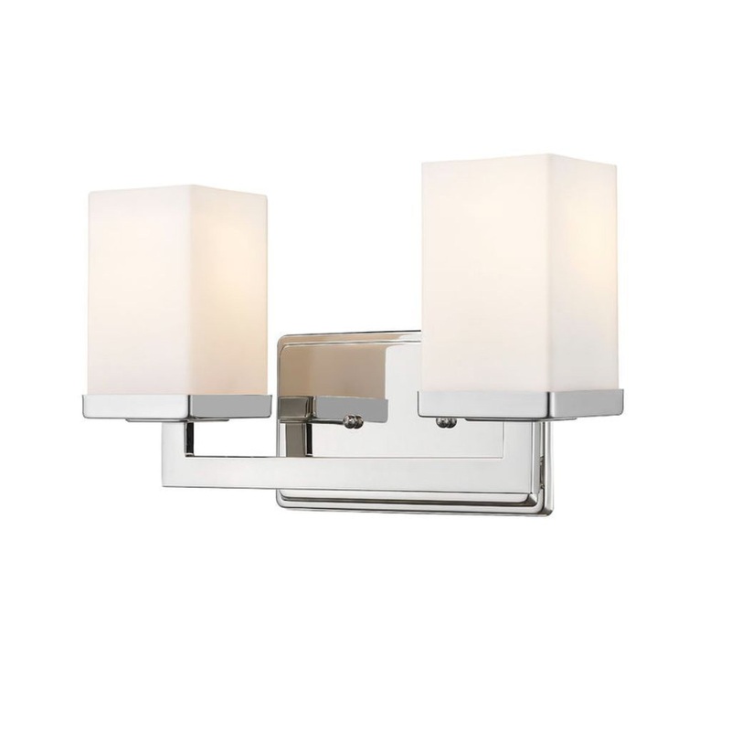 Z-Lite Tidal 13" 2-Light Chrome Vanity Light With Matte Opal Glass Shade