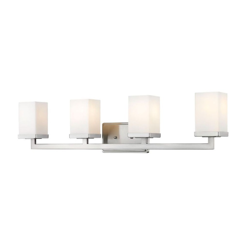 Z-Lite Tidal 33" 4-Light Brushed Nickel Vanity Light With Matte Opal Glass Shade