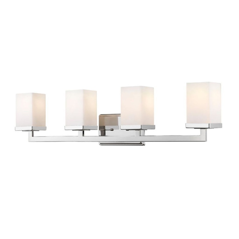 Z-Lite Tidal 33" 4-Light Chrome Vanity Light With Matte Opal Glass Shade