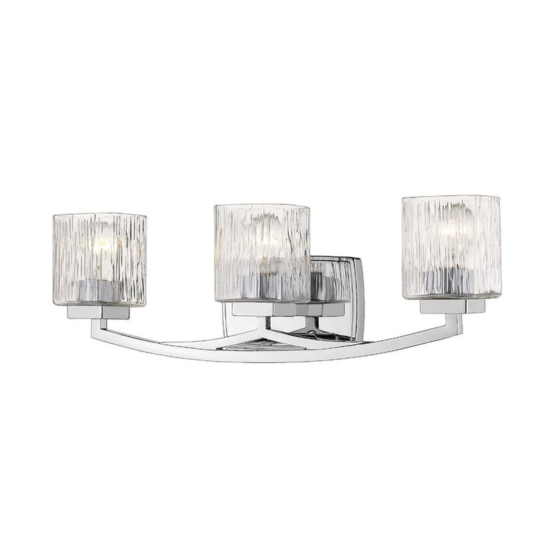 Z-Lite Zaid 24" 3-Light Chrome Vanity Light With Chisel Glass Shade