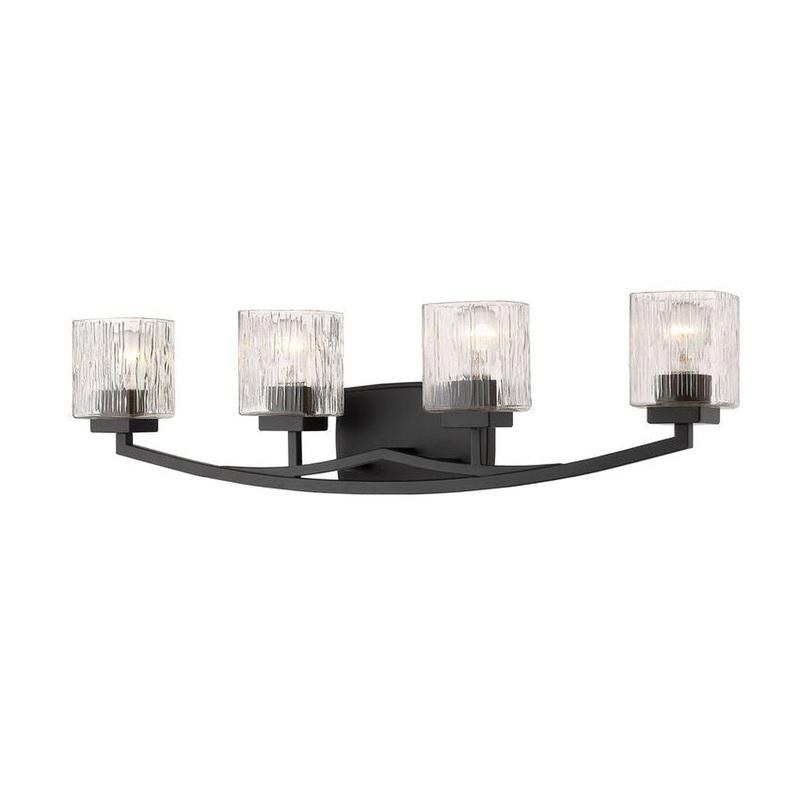 Z-Lite Zaid 32" 4-Light Bronze Vanity Light With Chisel Glass Shade