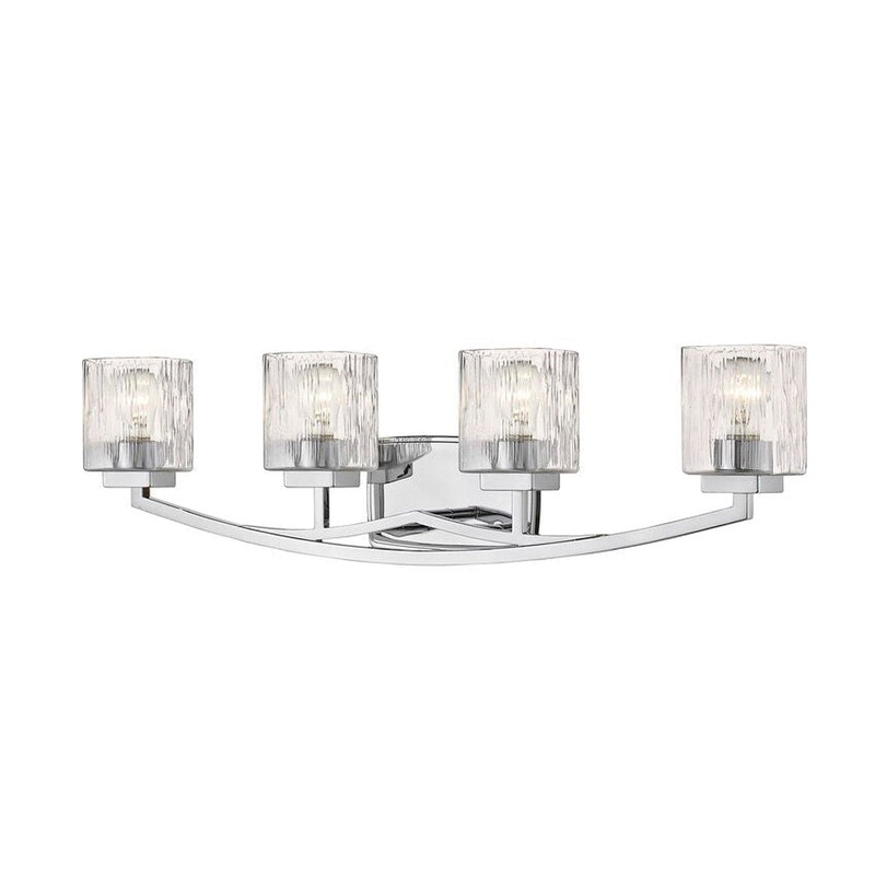 Z-Lite Zaid 32" 4-Light Chrome Vanity Light With Chisel Glass Shade