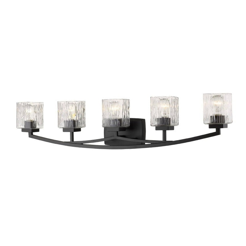 Z-Lite Zaid 40" 5-Light Bronze Vanity Light With Chisel Glass Shade