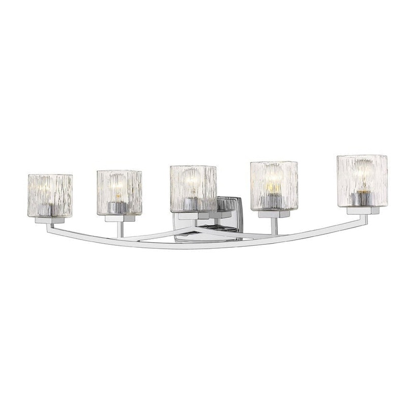 Z-Lite Zaid 40" 5-Light Chrome Vanity Light With Chisel Glass Shade