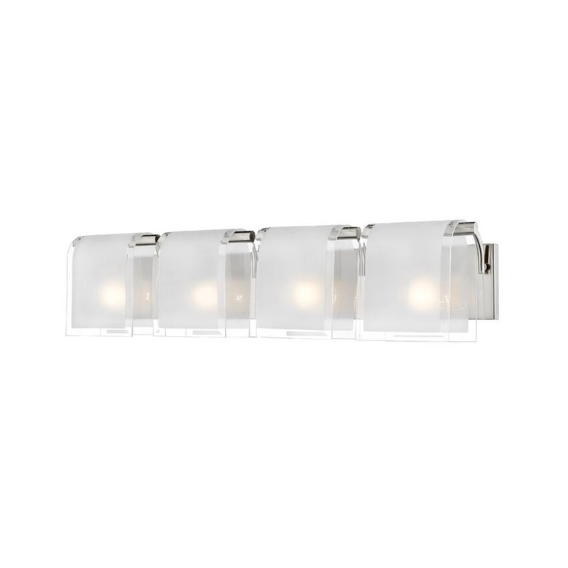 Z-Lite Zephyr 31" 4-Light Brushed Nickel Vanity Light With Clear Beveled and Frosted Glass Shade