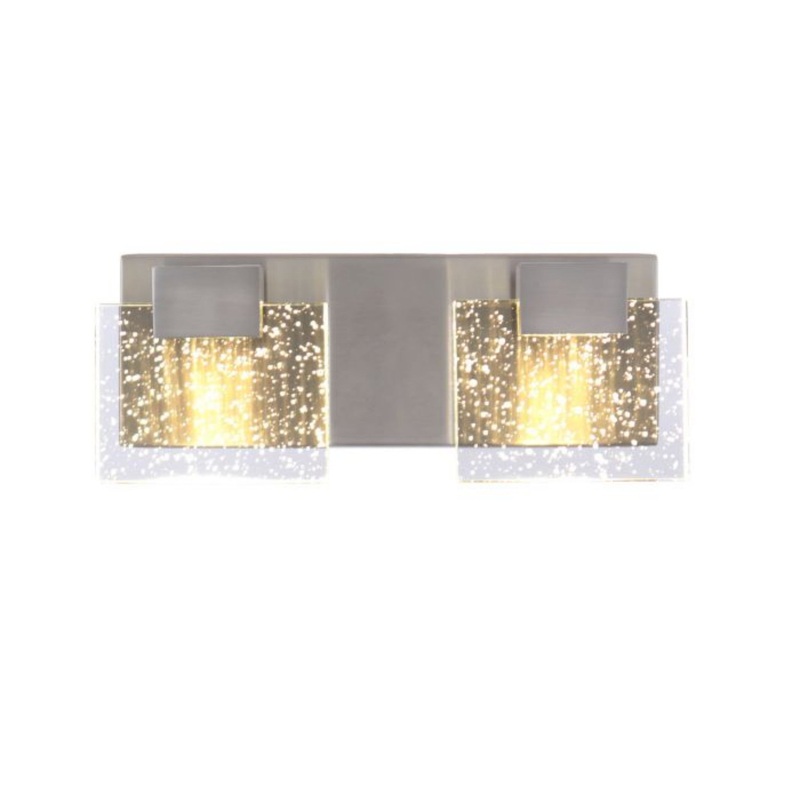 Craftmade Alamere 13" 2-Light Brushed Polished Nickel LED Vanity Light With Clear Seeded Glass Shades