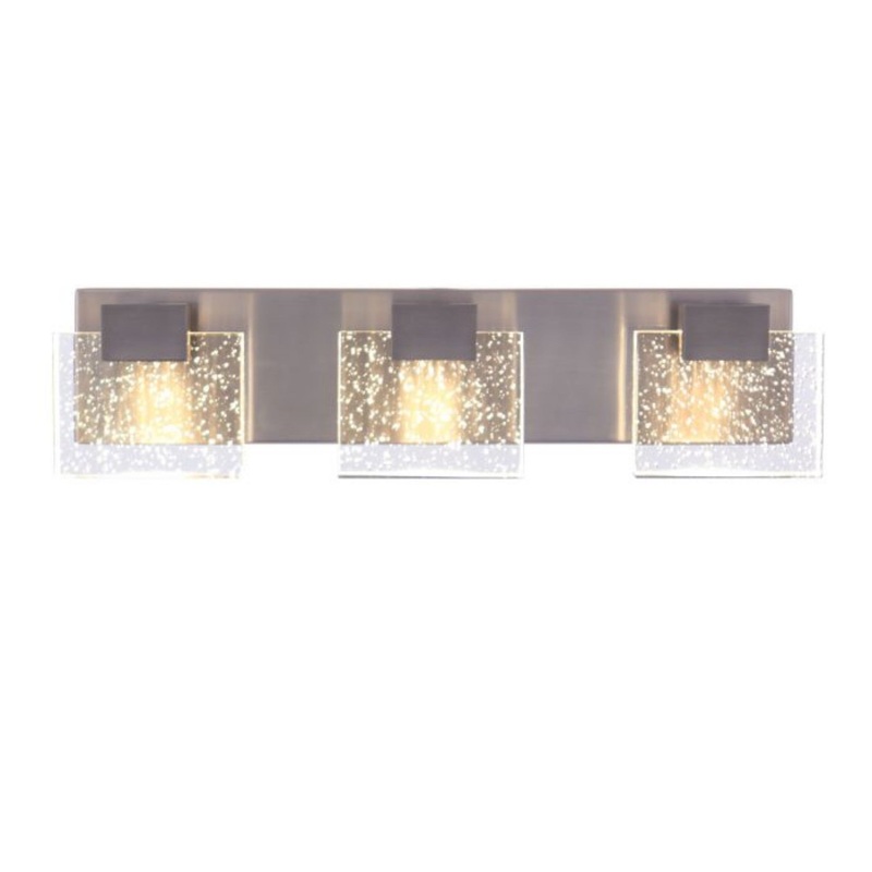Craftmade Alamere 21" 3-Light Brushed Polished Nickel LED Vanity Light With Clear Seeded Glass Shades