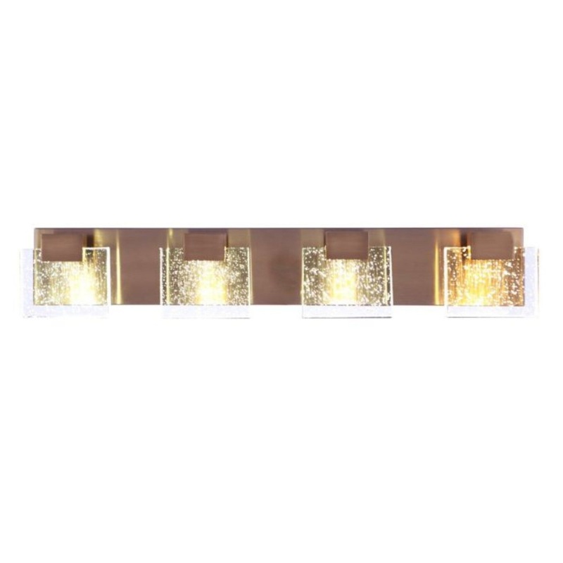 Craftmade Alamere 29" 4-Light Satin Brass LED Vanity Light With Clear Seeded Glass Shades