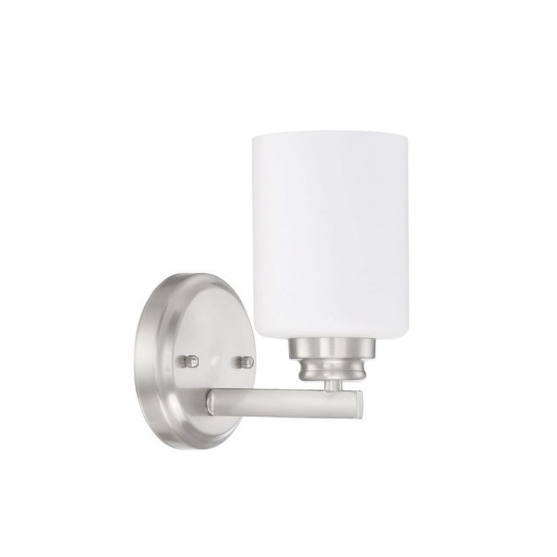 Craftmade Bolden 5" x 9" 1-Light Brushed Polished Nickel Wall Sconce With White Frosted Glass Shade