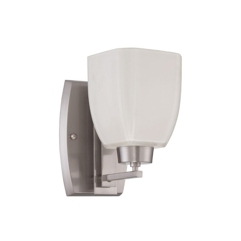 Craftmade Bridwell 5" x 8" 1-Light Brushed Polished Nickel Wall Sconce With White Frosted Glass Shade