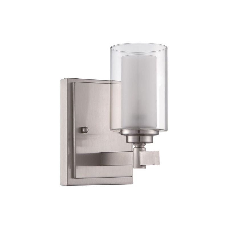 Craftmade Celeste 5" x 8" 1-Light Brushed Polished Nickel Wall Sconce With Clear Outer and Frosted Inner Glass Shade
