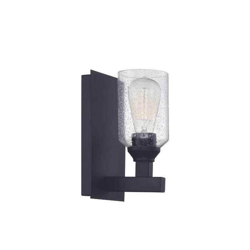 Craftmade Chicago 5" x 10" 1-Light Flat Black Wall Sconce With Clear Seeded Glass Shade