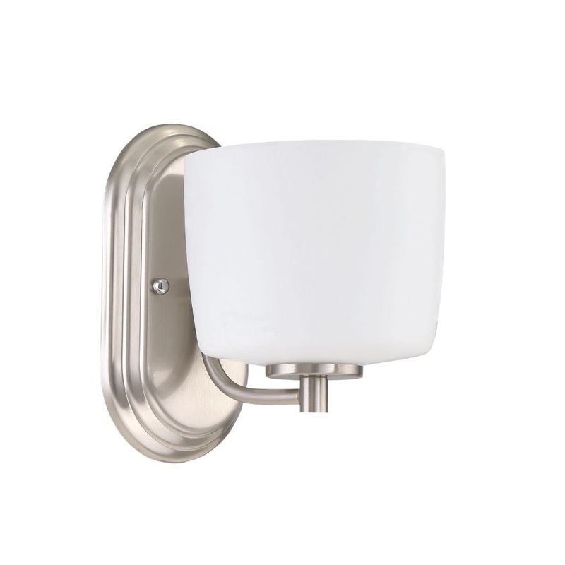 Craftmade Clarendon 6" x 8" 1-Light Brushed Polished Nickel Wall Sconce With White Opal Glass Shade