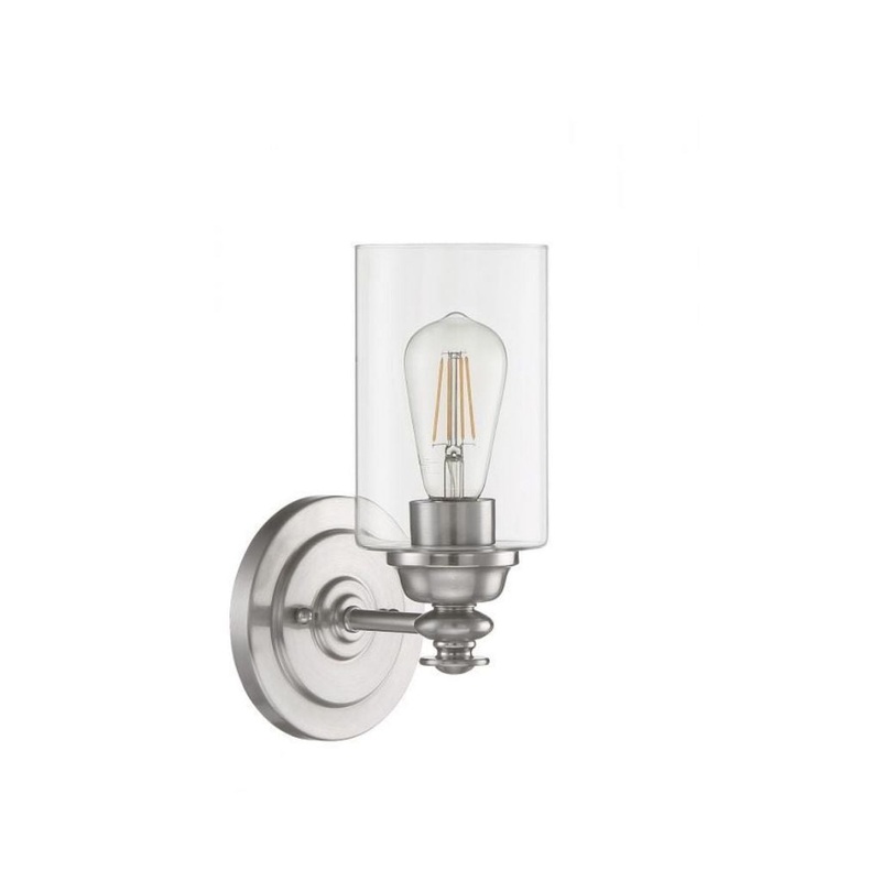 Craftmade Dardyn 6" x 11" 1-Light Brushed Polished Nickel Wall Sconce With Clear Glass Shade