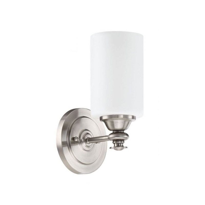 Craftmade Dardyn 6" x 11" 1-Light Brushed Polished Nickel Wall Sconce With White Frosted Glass Shade