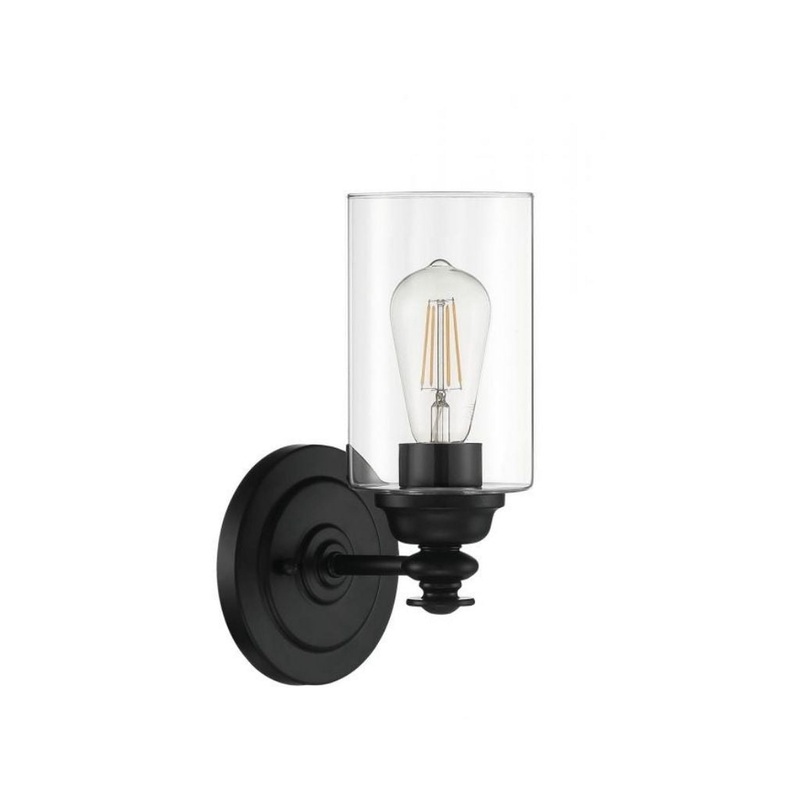 Craftmade Dardyn 6" x 11" 1-Light Flat Black Wall Sconce With Clear Glass Shade