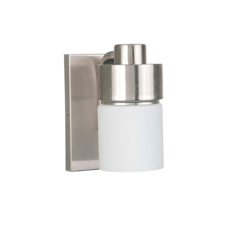 Craftmade District 5" x 8" 1-Light Brushed Polished Nickel Wall Sconce With White Opal Glass Shade