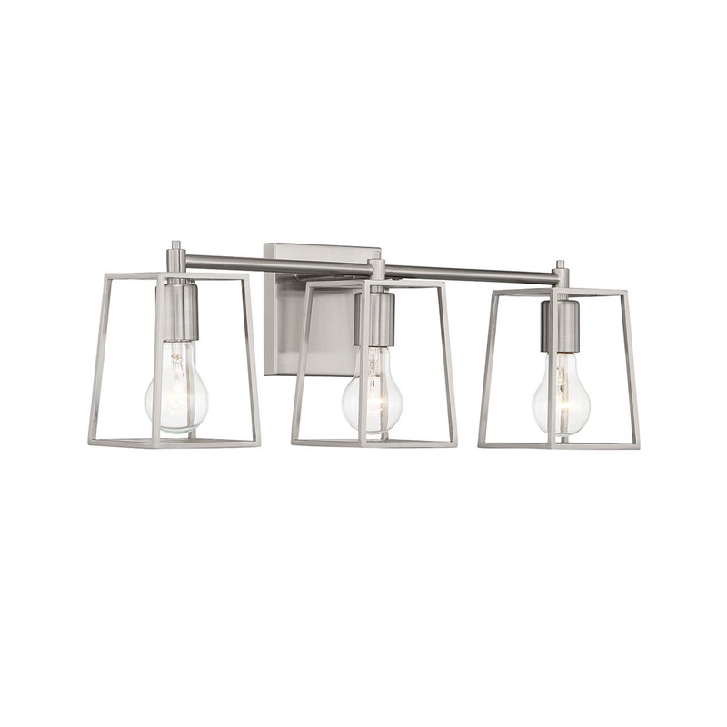 Craftmade Dunn 23" 3-Light Brushed Polished Nickel Vanity Light With Steel Frame Shades