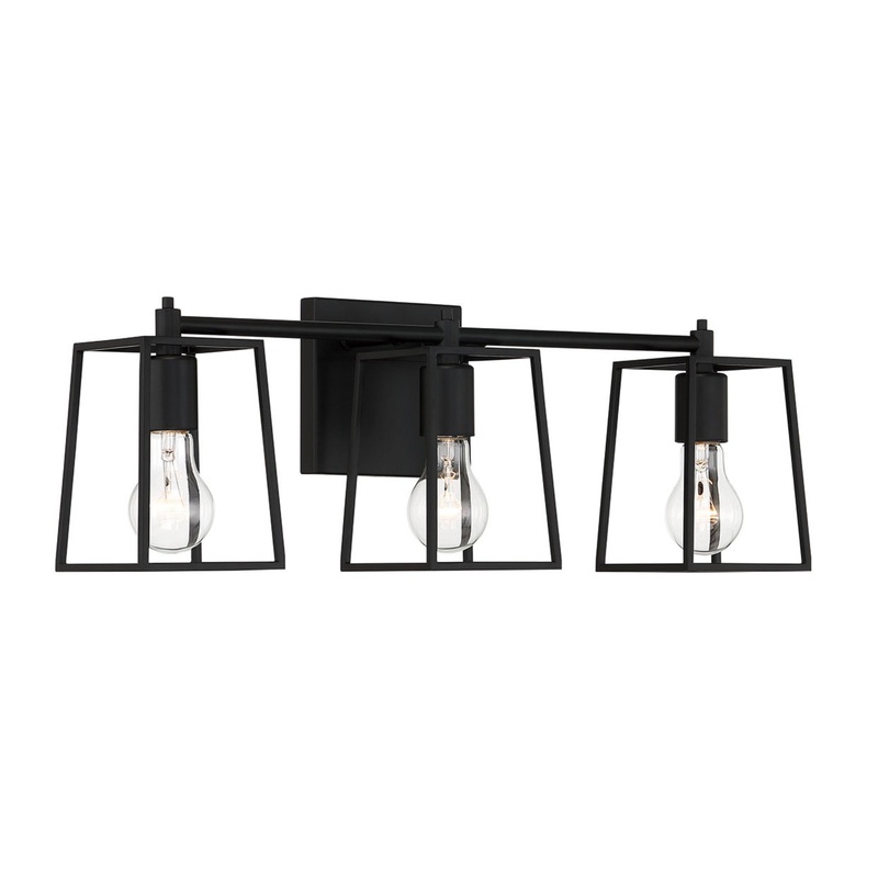 Craftmade Dunn 23" 3-Light Flat Black Vanity Light With Steel Frame Shades