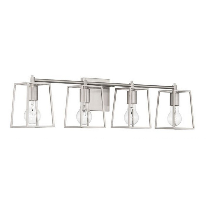 Craftmade Dunn 32" 4-Light Brushed Polished Nickel Vanity Light With Steel Frame Shades