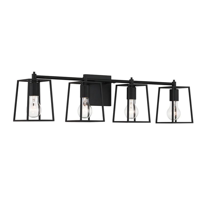 Craftmade Dunn 32" 4-Light Flat Black Vanity Light With Steel Frame Shades