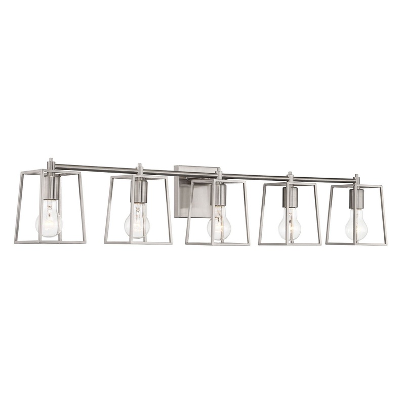 Craftmade Dunn 41" 5-Light Brushed Polished Nickel Vanity Light With Steel Frame Shades
