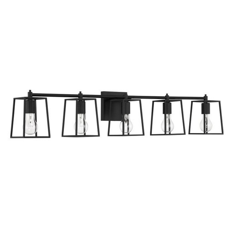 Craftmade Dunn 41" 5-Light Flat Black Vanity Light With Steel Frame Shades