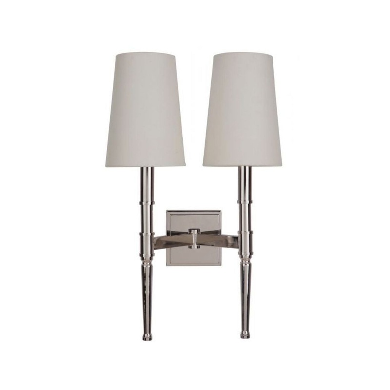 Craftmade Ella 13" x 20" 2-Light Polished Nickel Wall Sconce With White Linen Shade