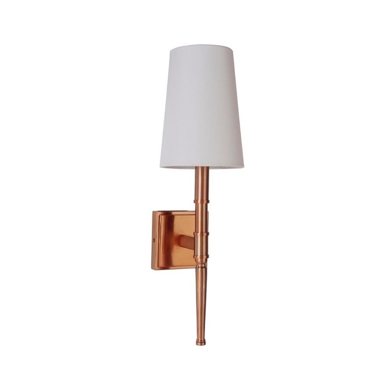 Craftmade Ella 6" x 20" 1-Light Satin Brass Wall Sconce With White Linen Shade