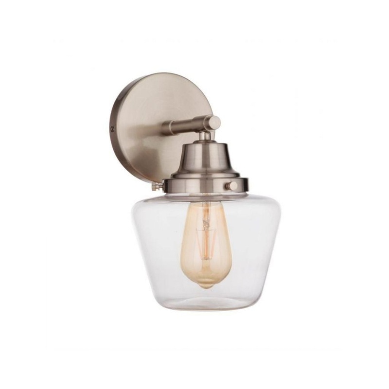 Craftmade Essex 7" x 12" 1-Light Brushed Polished Nickel Wall Sconce With Clear Glass Shade