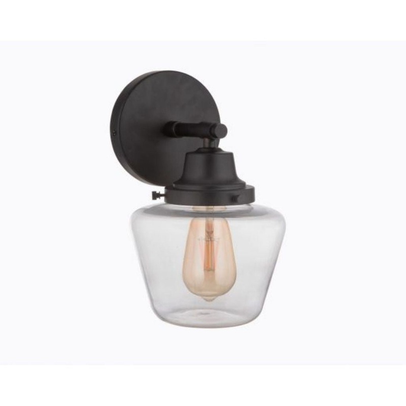 Craftmade Essex 7" x 12" 1-Light Flat Black Wall Sconce With Clear Glass Shade