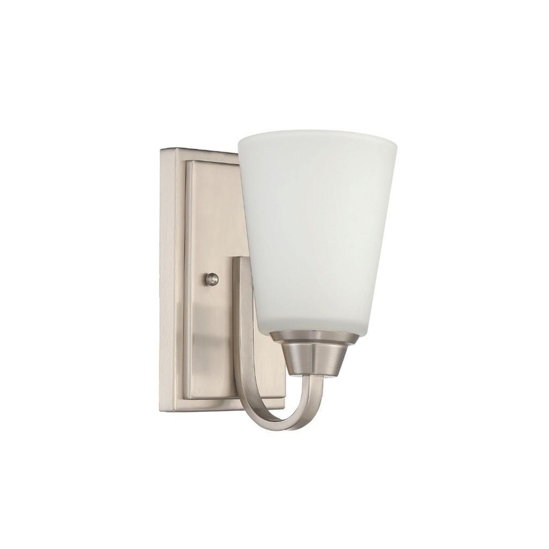 Craftmade Grace 5" x 9" 1-Light Brushed Polished Nickel Wall Sconce With White Frosted Glass Shade