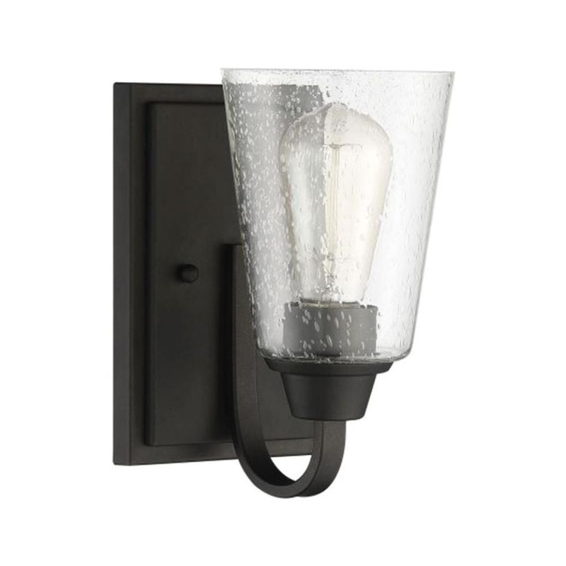 Craftmade Grace 5" x 9" 1-Light Espresso Wall Sconce With With Clear Seeded Glass Shade