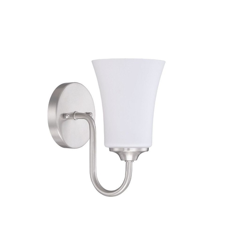 Craftmade Gwyneth 5" x 10" 1-Light Brushed Polished Nickel Wall Sconce With White Frosted Glass Shade