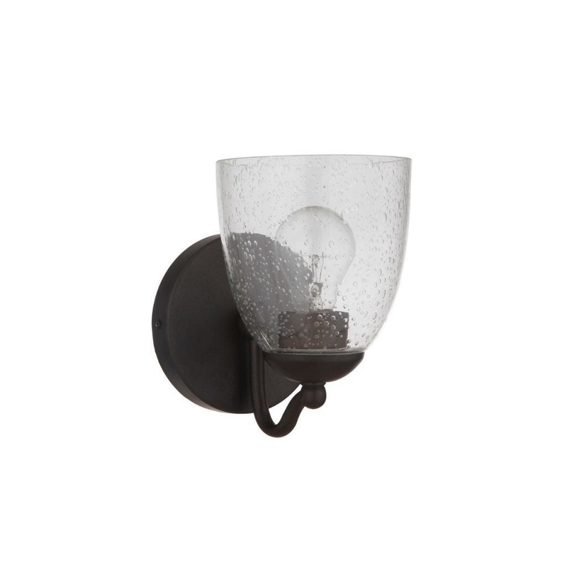 Craftmade Hillridge 6" x 10" 1-Light Espresso Wall Sconce With Clear Seeded Glass Shade