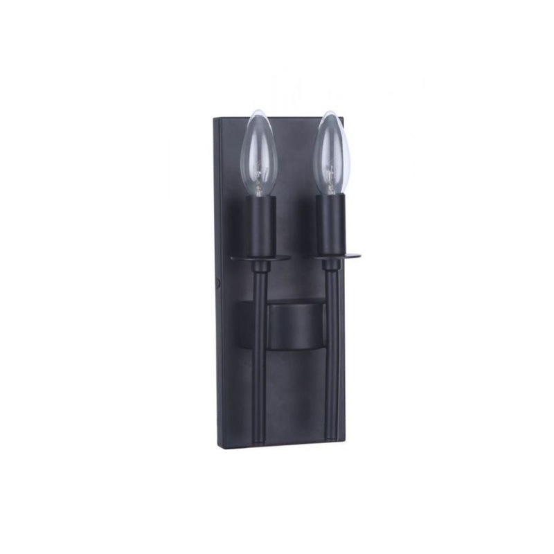 Craftmade Larrson 5" x 11" 2-Light Flat Black Candle-Style Wall Sconce
