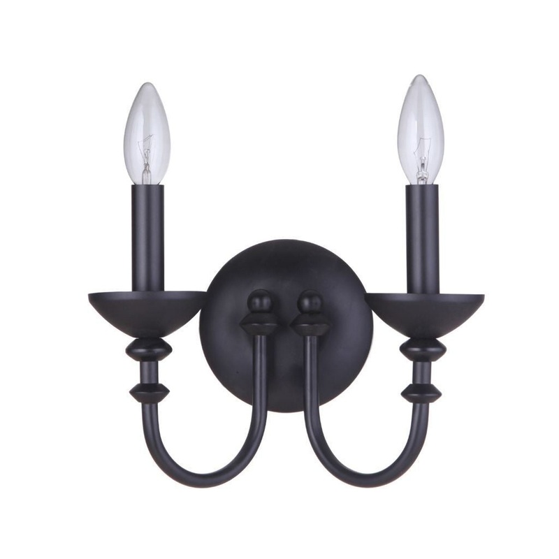 Craftmade Marlowe 10" x 8" 2-Light Flat Black Candle-Style Wall Sconce