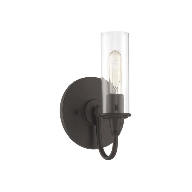 Craftmade Modina 7" x 11" 1-Light Espresso Wall Sconce With Clear Glass Shade