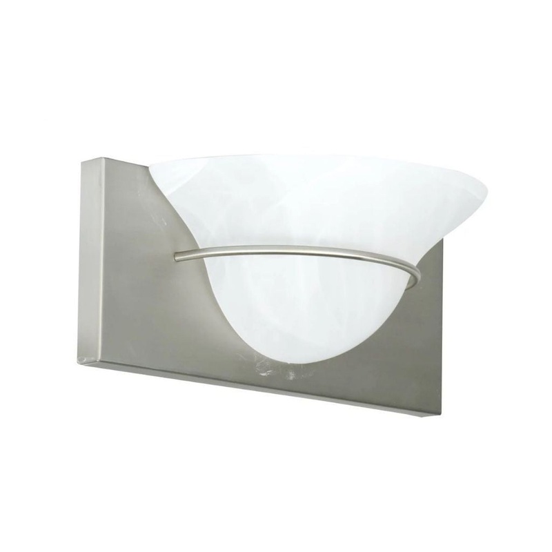 Craftmade Moonglow 12" 1-Light Brushed Satin Nickel Wall Sconce With Half Bowl Alabaster Glass Shade