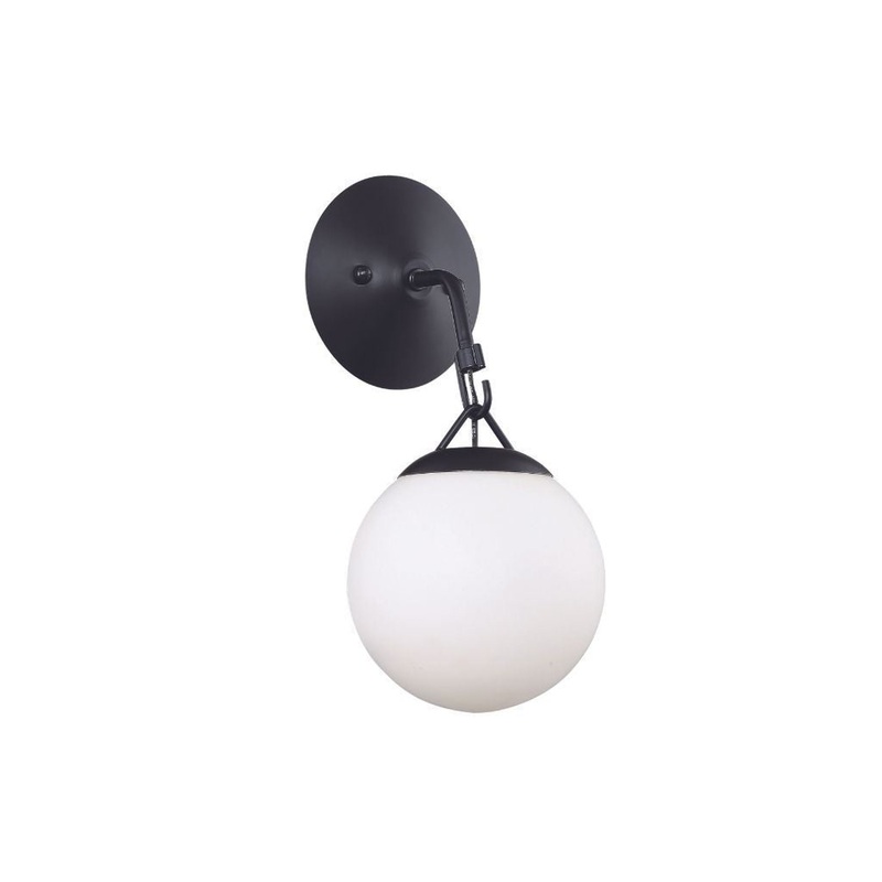 Craftmade Orion 6" x 13" 1-Light Flat Black Wall Sconce With White Frosted Globe Shade