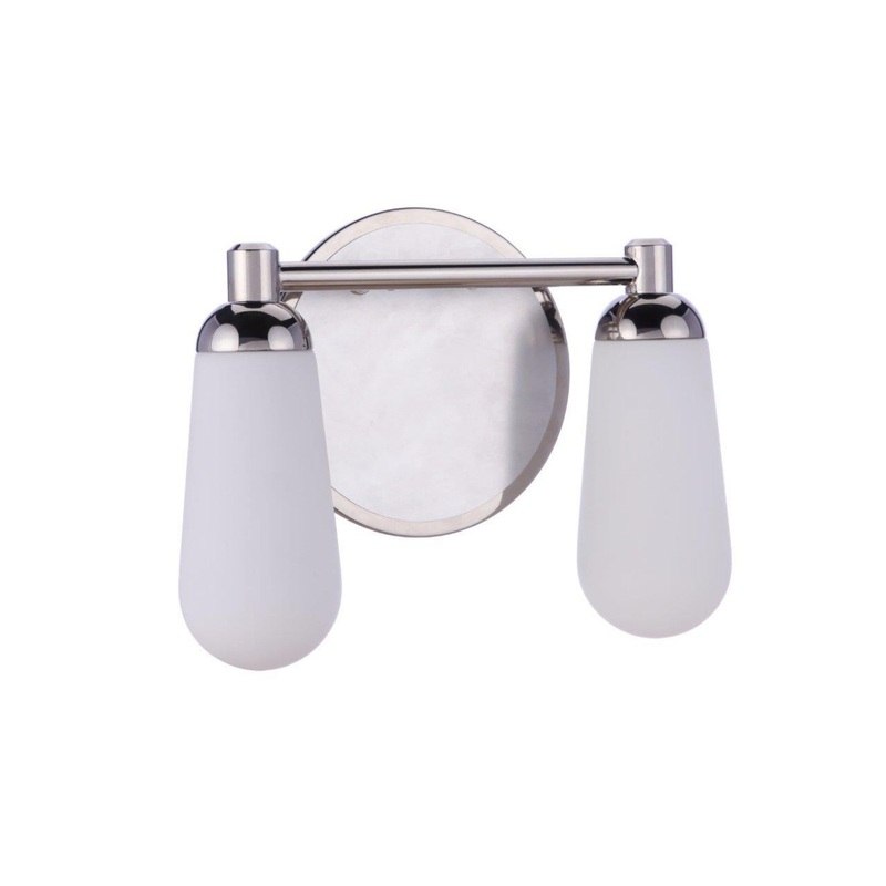 Craftmade Riggs 12" 2-Light Brushed Polished Nickel Vanity Light With White Elongated Glass Shades